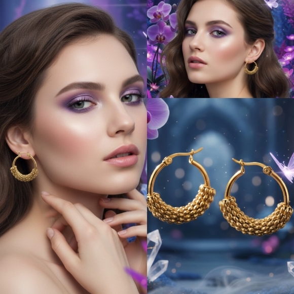 ποΈ 18K Gold Plated Beaded Hoop Earrings | Hypoallergenic & Gift-Ready π - Picture 1 of 14